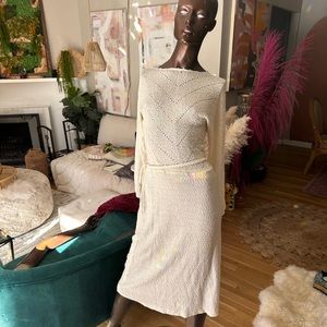 Boucle Fabric Real Vintage 70’s Sweater White Dress